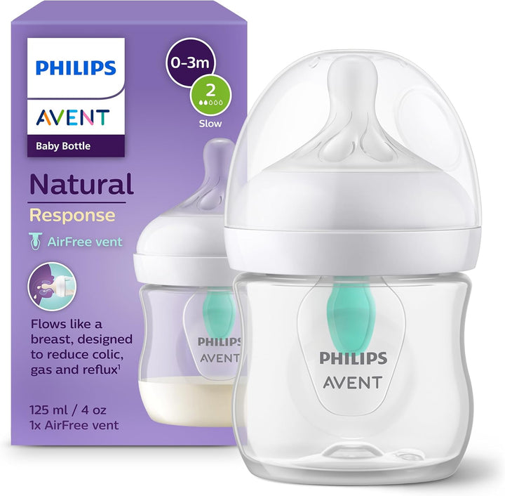 Philips Avent Biberon à Réponse Naturelle de 125 ml avec valve AirFree, sans BPA, pour les bébés de 0 mois + (modèle SCY670/01)