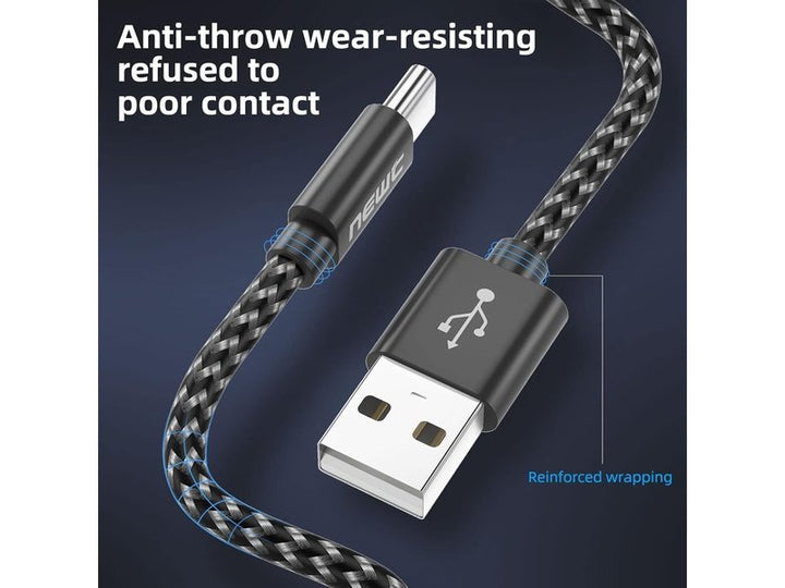 XIAOMI - Câbles USB-C [2x : 1m+2m] Nylon Tressé – Compatible Samsung, Huawei
