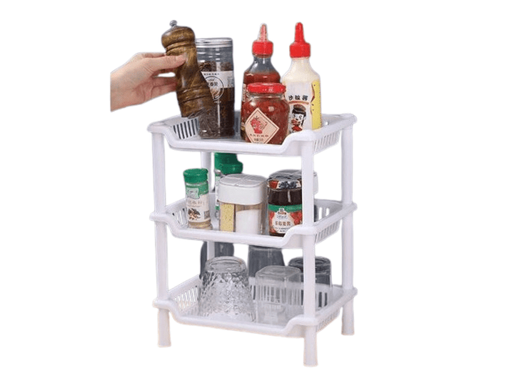 Petit Chariot de cuisine blanc compact et polyvalent 3 étages