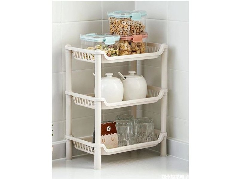 Petit Chariot de cuisine blanc compact et polyvalent 3 étages