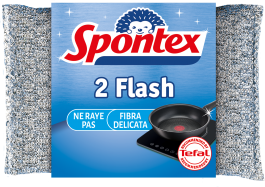 Spontex - Tampons Grattants Flash x2 - Nettoyage Efficace pour Vos Surfaces et Ustensiles