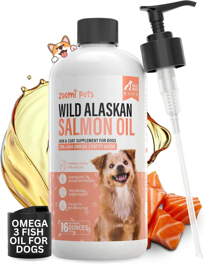 Huile de saumon sauvage d'Alaska pour la peau et le pelage des chiens (473 ml)