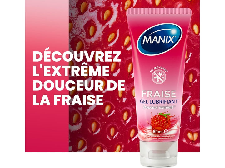 Manix - Lubrifiant Intime  au Goût Fraise - 80 ml