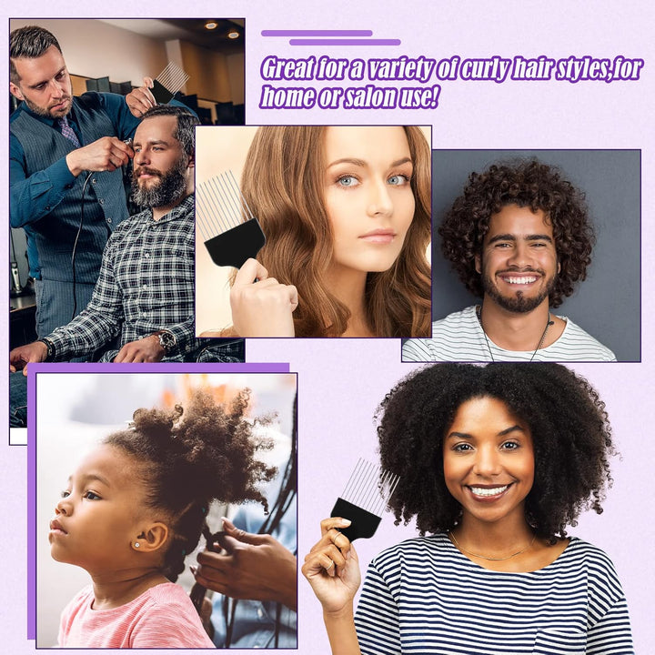 Peigne afro en métal afro américain, lisse et robuste, à dents larges, pour homme et femme