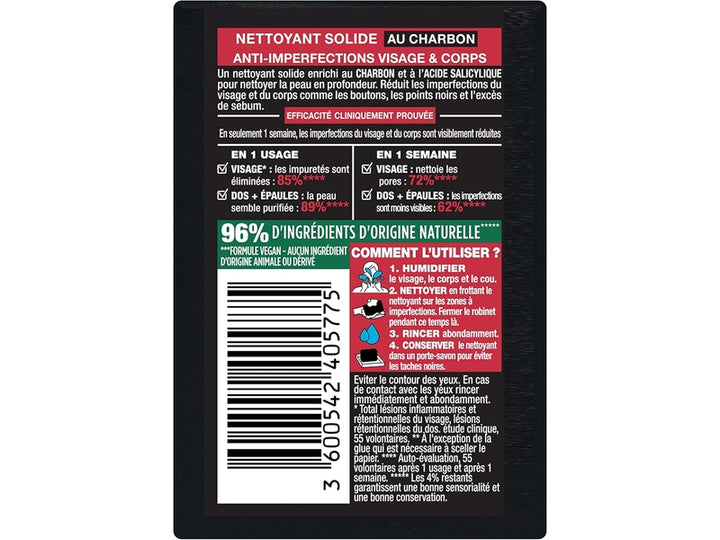 GARNIER Skinactive - Nettoyant Visage Pure Active au Charbon de Bois - 100g
