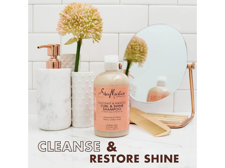 SHEA MOISTURE - Shampoing Curl & Shine à la noix de coco et à l'hibiscus - 384 ml
