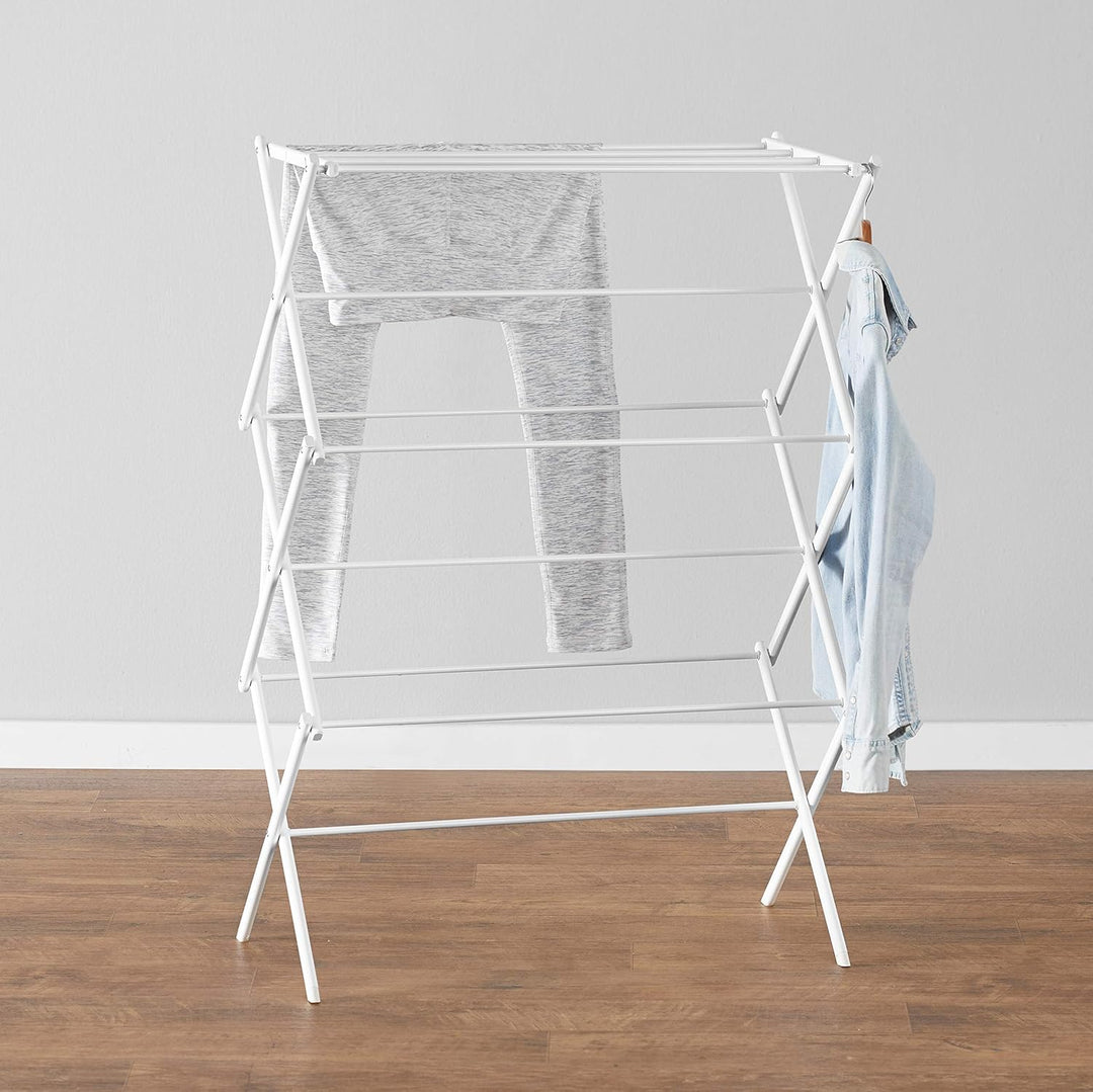 Amazon Basics Métal Séchoir à linge pliant - Blanc Pour Vêtement, 14.5" D x 29.5" W x 41.8" H