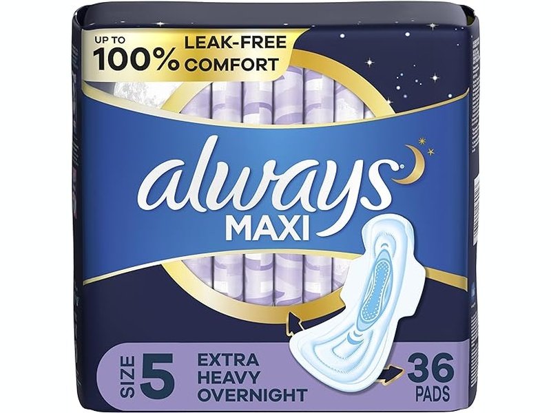 Maxi nuit Always - (Taille 5) - 36 serviettes hygiéniques avec ailettes