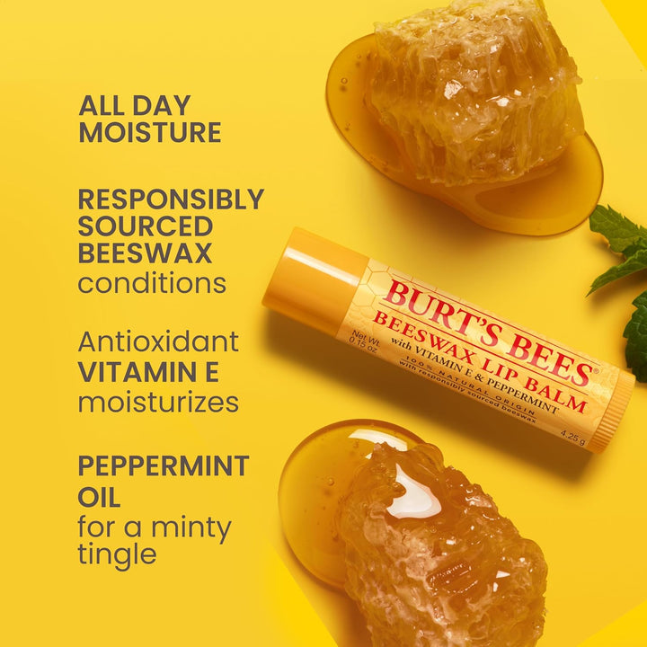Burt's Bees Baume à lèvres Cire d'abeille, baume hydratant à la vitamine E et à l'huile de noix de coco 4,25 g