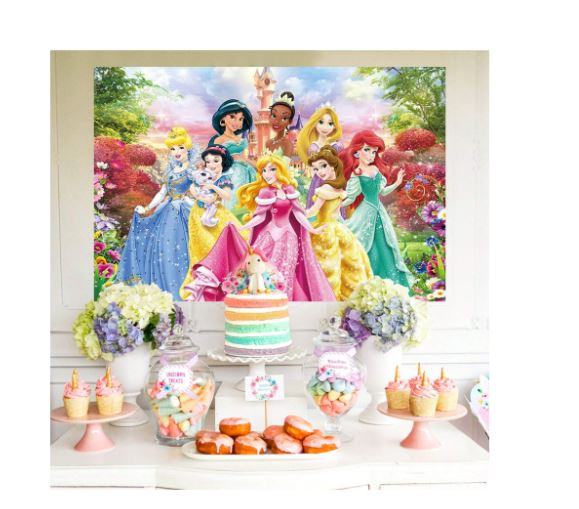 Décoration de fond pour anniversaire - Princesses