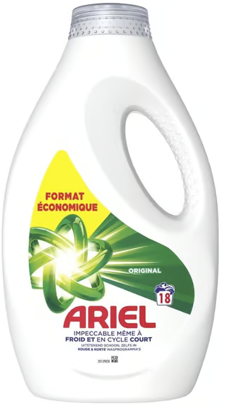 Ariel Lessive Liquide Original 850 ml, format économique. Disponible sur Dialy.sn à Dakar