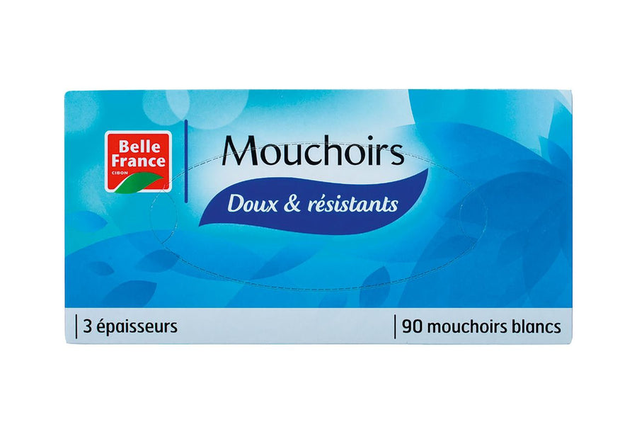 BELLE FRANCE - Boite de 90 Mouchoirs blancs doux & résistants  Dakar Dialy