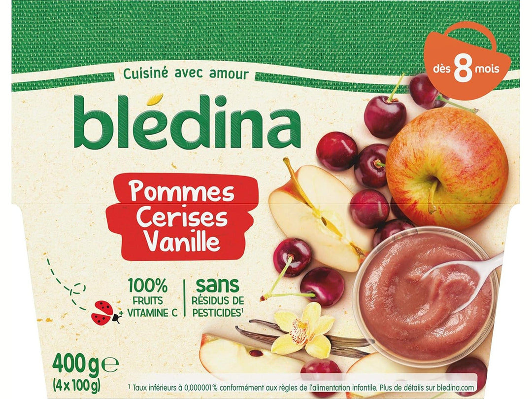 BLEDINA - 4 Coupelles Pommes Cerises Vanille dès 8 mois - 100g DAKAR DIALY
