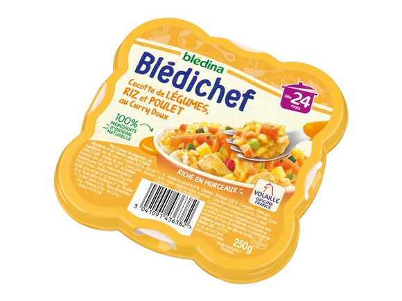 BLEDINA - Blédichef - Cocotte de Légumes, Riz et Poulet au Curry Doux - 250g DAKAR DIALY