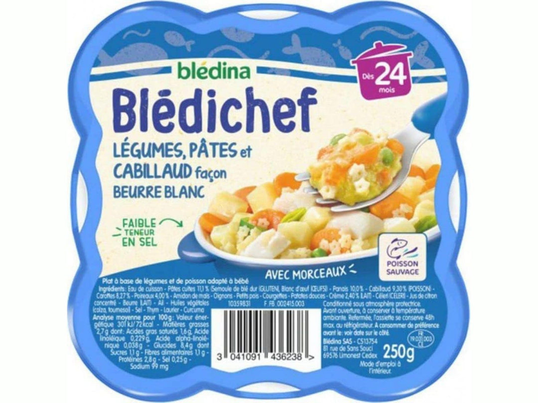 BLEDINA - Blédichef - Légumes, pâtes et cabillaud façon beurre blanc - 250g Dakar Dialy