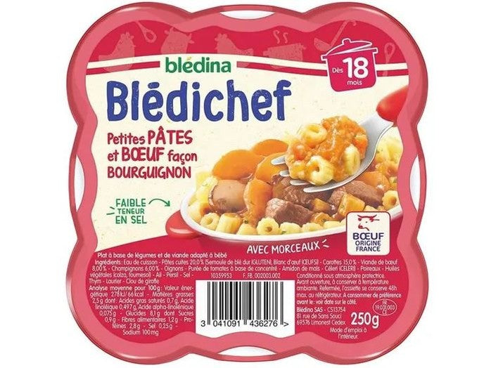 BLEDINA - Blédichef - Petites pâtes et bœuf façon bourguignon - 250g Dakar Dialy