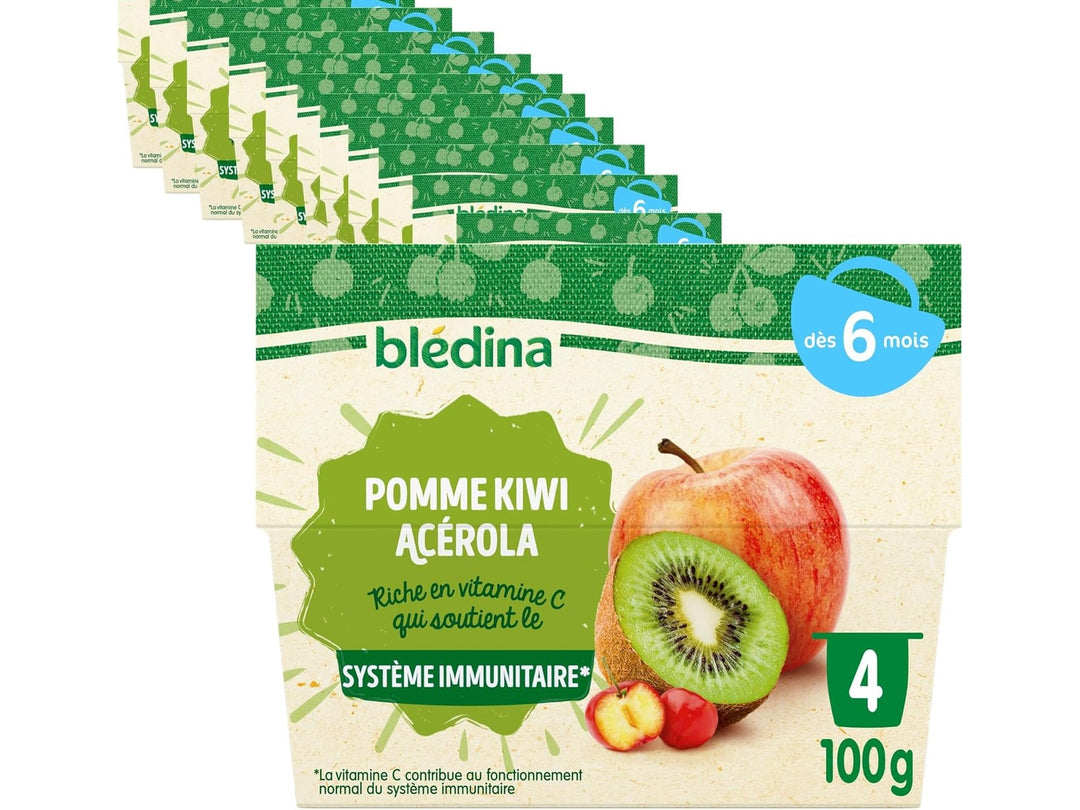 BLEDINA - Coupelles de fruits bébé - Pommes, Kiwi, Acerola - Dès 6 mois - 4X 100g Dakar Dialy