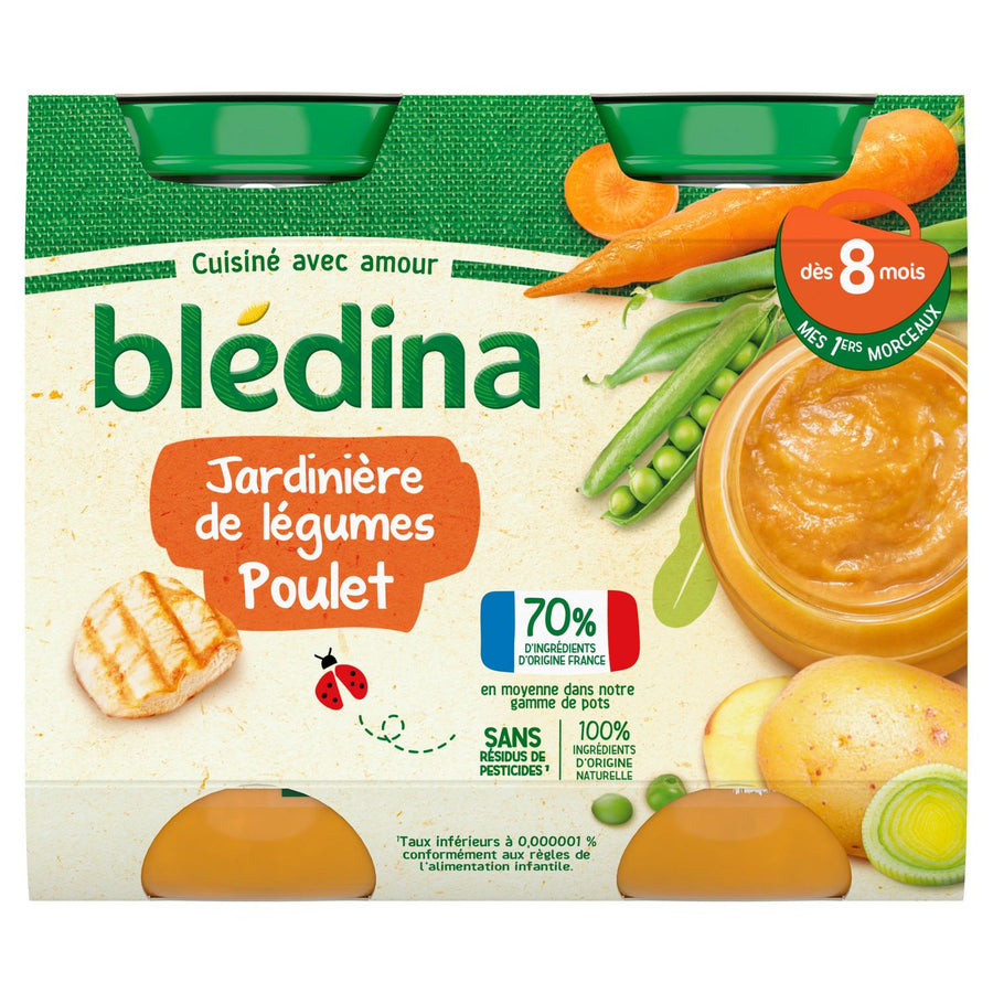 BLEDINA - Petit pot jardinière de légumes poulet dès 8 mois - 2x200g Dakar Dialy