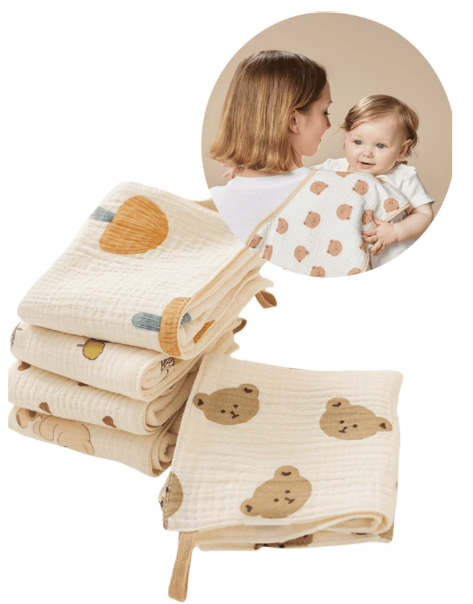 Bavoirs d’allaitement pour bébé - Gaze de coton 4 couches - Serviettes de toilette Dialy - Dakar 