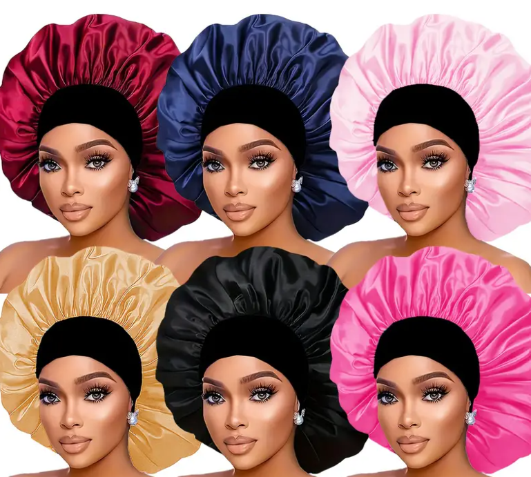  Bonnets en Satin Femme avec Bande Élastique - Lot de 6 Dialy - Dakar 