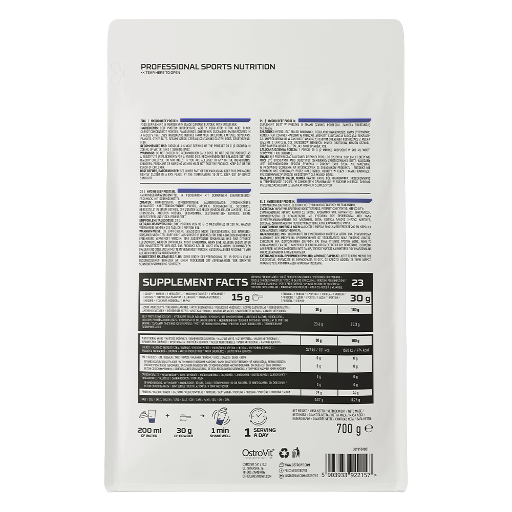 OSTROVIT - Hydro Beef Protein Saveur Cassis-700G