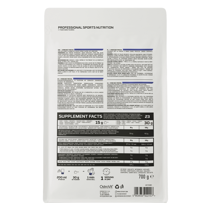 OSTROVIT - Hydro Beef Protein Saveur Cassis-700G
