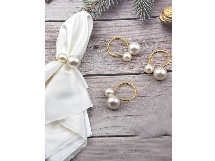 Anneau de serviette à perles,4 pièces