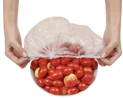Ensemble de 100 pièces de films plastiques jetables et ensemble de bonnets de douche jetables pour la maison, couverture de bol de conservation fraîche en plastique