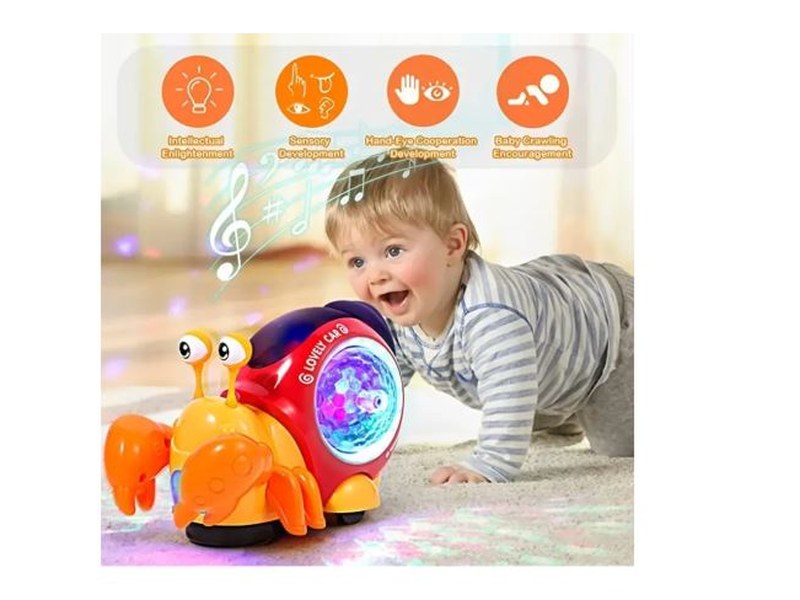 Crabe Électrique avec Musique Colorée et Projection de Lumière – Jouet Interactif pour Bébé