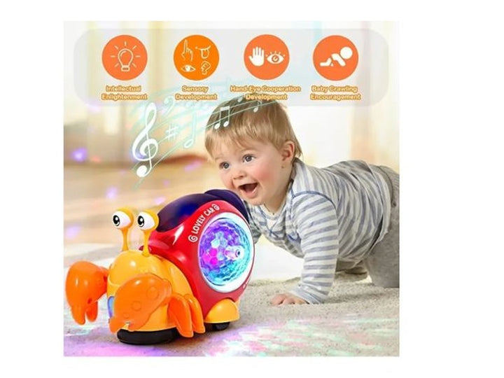 Crabe Électrique avec Musique Colorée et Projection de Lumière – Jouet Interactif pour Bébé