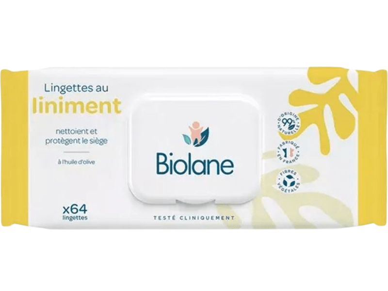 Biolane - Lingettes au Liniment Huile d'Olive - 64 unités