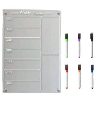 Planificateur acrylique 3D - tableau blanc - autocollant magnétique pour réfrigérateur