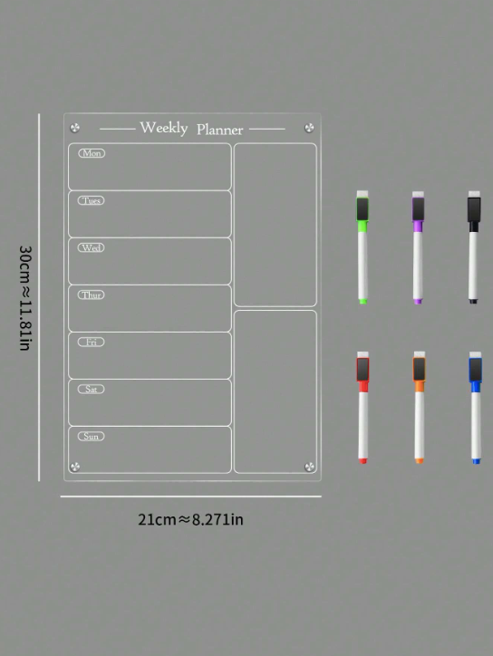 Planificateur acrylique 3D - tableau blanc - autocollant magnétique pour réfrigérateur