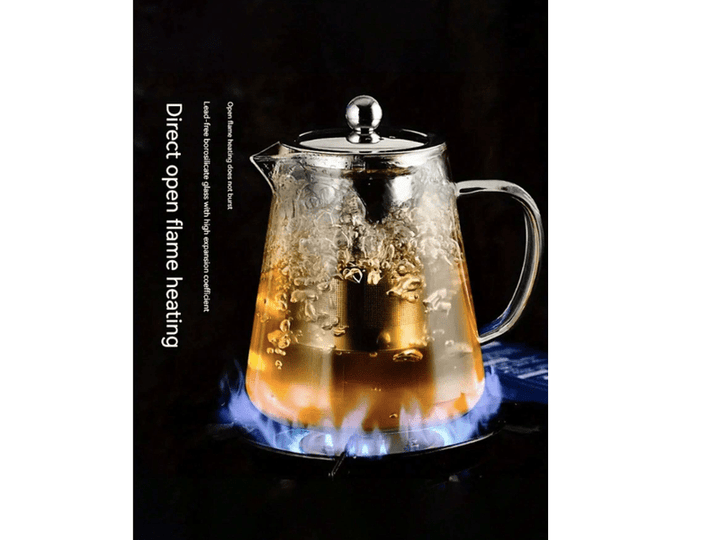 Théière en verre borosilicaté avec infuseur inox – Résistante à la chaleur - 750ML