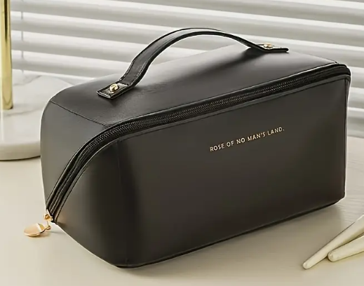Trousse de Cosmétiques en Similicuir de Grande Capacité, Légère et Imperméable, noir