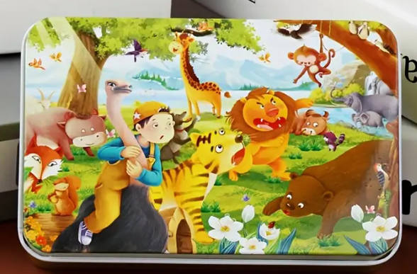 Puzzle en bois 60 pièces avec boîte en métal – Dès 3 ans