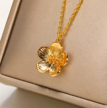 Colliers avec pendentif fleur pour femmes, imperméable, classique, Floral, en acier inoxydable, plante de Couple, bijoux esthétiques, collier cadeau