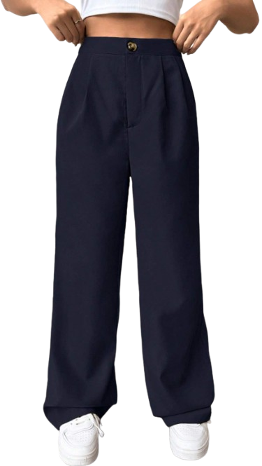 SHEIN EZwear Pantalon Large Plissé De Couleur Unie - Taille L