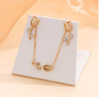 Ensemble bijoux motif fleur - Rose doré