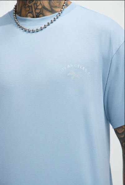 Fashionova T-shIrt Bleu Los Angeles Beach
