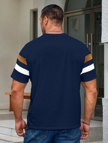 Manfinity Homme T-shirt d'été décontracté MARRON BLEU ET BLANC XXL