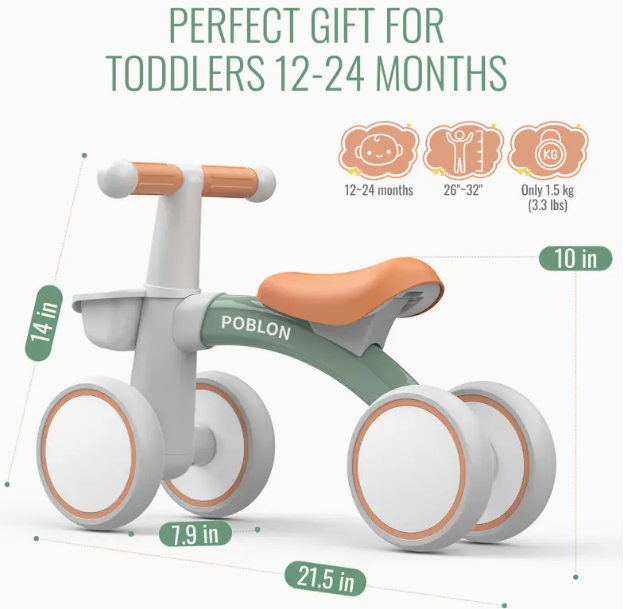 POBLON Vélo Coulissant – Pour Intérieur et Extérieur -  Enfant