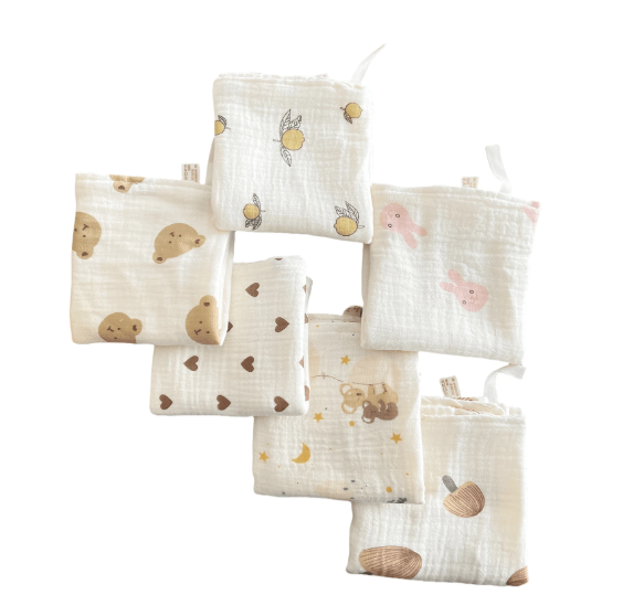 Bavoirs d’allaitement pour bébé - Gaze de coton 4 couches - Serviettes de toilette