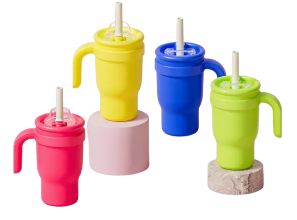 Gobelet Isolé en Acier Inoxydable de 14 oz avec Poignée et Paille - Étanche, Sans BPA