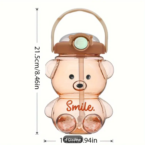 Gourde Portable Ours – Grande Capacité 1000 ml avec Paille