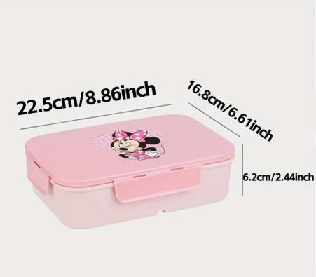 Boîte à lunch isolée Minnie Mouse et Mickey Mouse - Plastique élégant, design carré avec couvercle anti-fuite et sûr pour le micro-ondes, comprend des ustensiles et des boîtes à sauce
