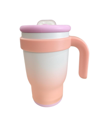 Gobelet Isolé en Acier Inoxydable de 14 oz avec Poignée et Paille - Étanche, Sans BPA