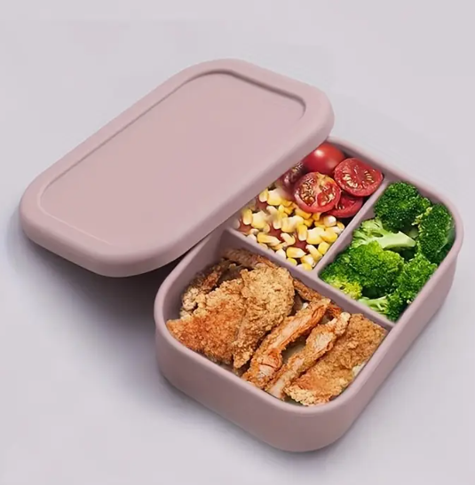 Lunchbox en Silicone Marron avec Compartiments – Passe au Micro-Ondes
