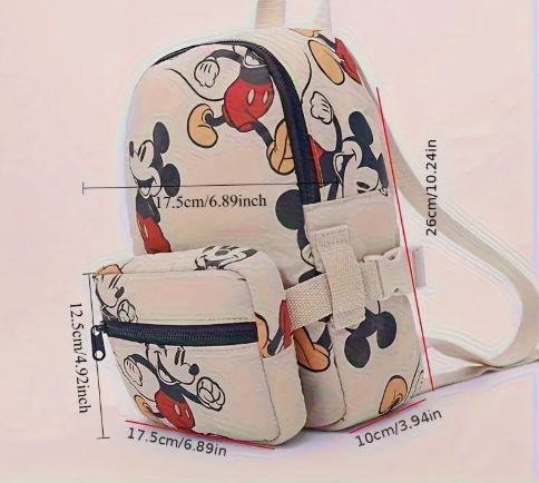 Sac à Dos Spécial Rentrée Scolaire Mickey Mouse, Sac Léger Unisexe Imprimé avec Pochette Amovible et Bretelle Réglable