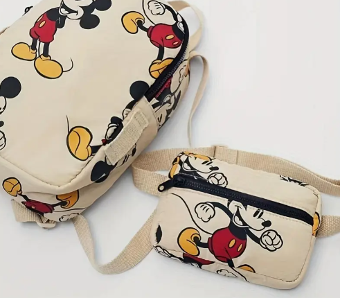 Sac à Dos Spécial Rentrée Scolaire Mickey Mouse, Sac Léger Unisexe Imprimé avec Pochette Amovible et Bretelle Réglable